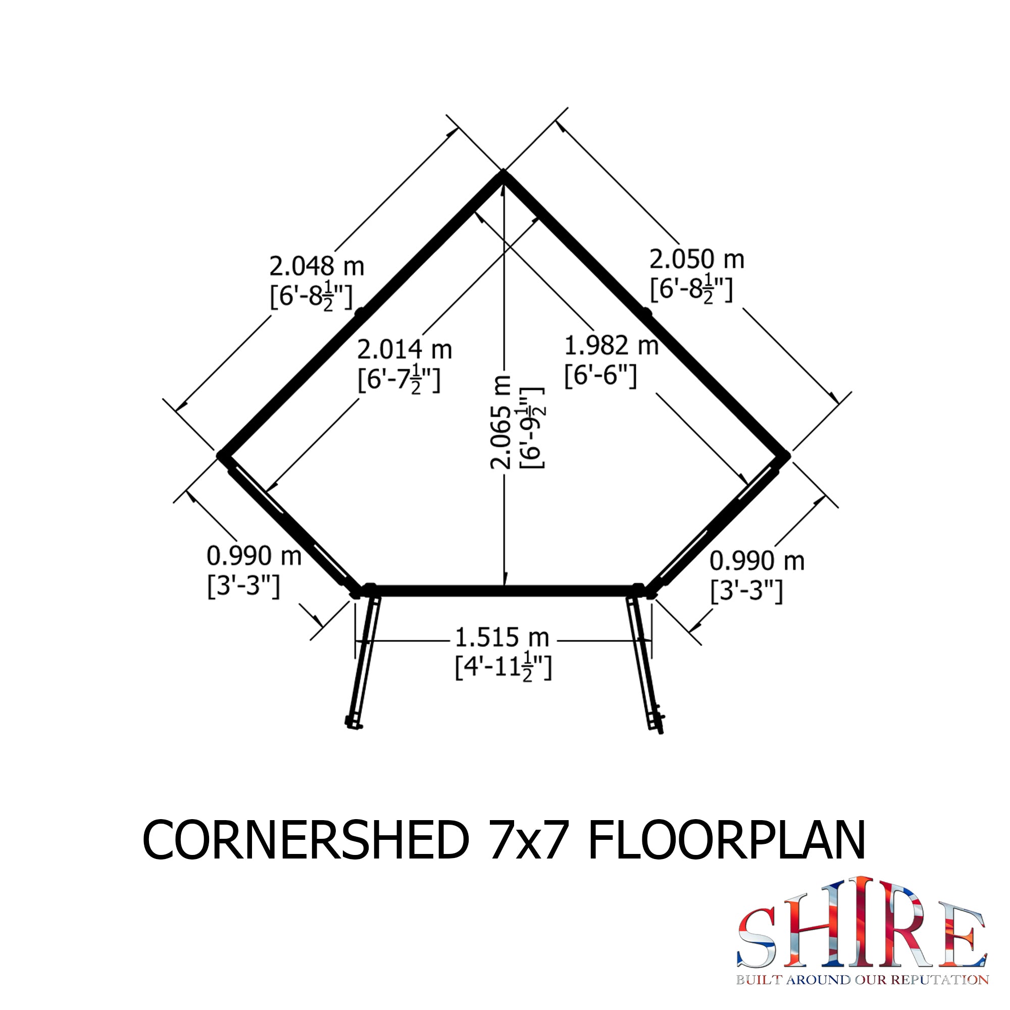 Shire Corner Shed Pressure Treated Shiplap Range Double Door (7x7) CNRS0707PSL-1AA 5060490130231 - Outside Store