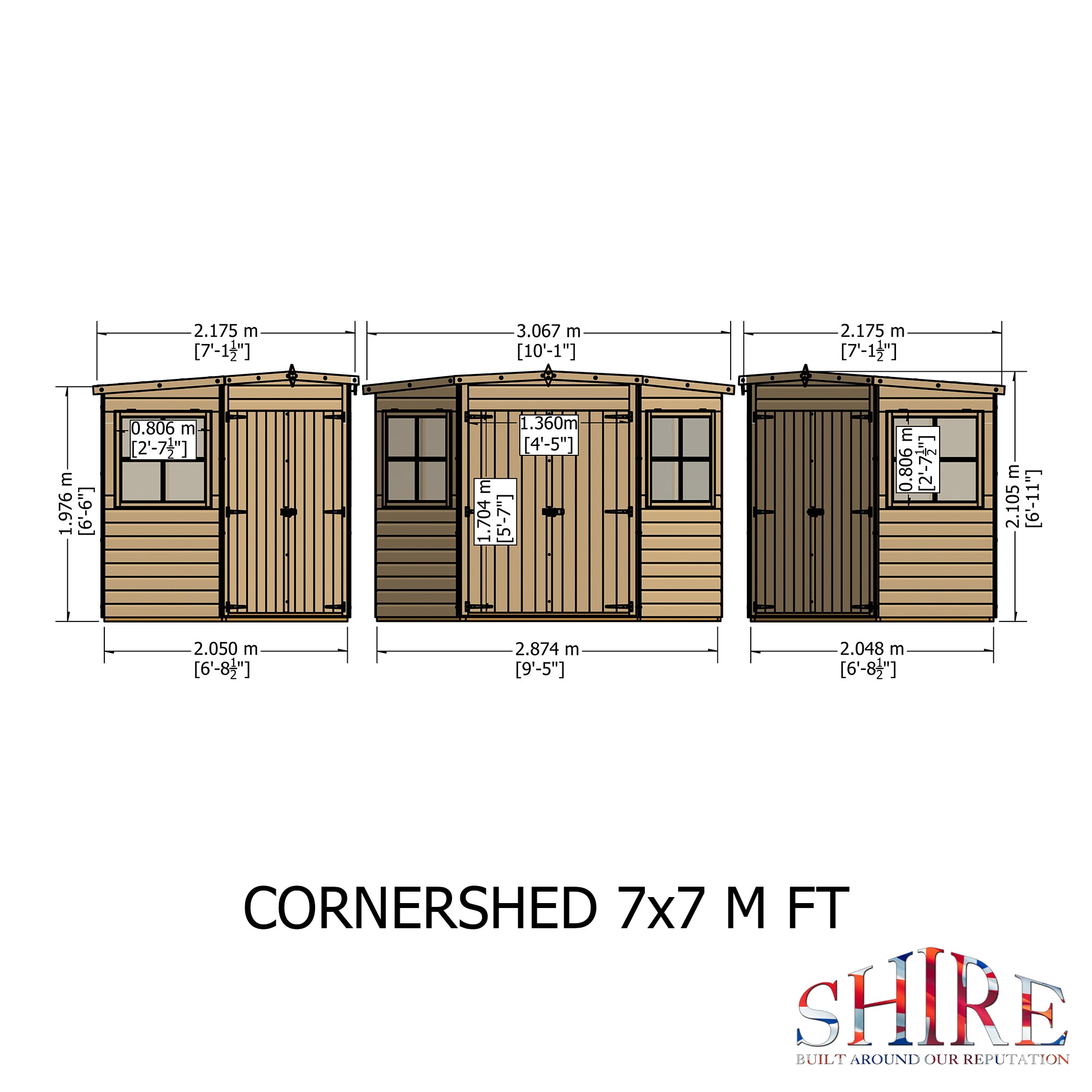 Shire Corner Shed Pressure Treated Shiplap Range Double Door (7x7) CNRS0707PSL-1AA 5060490130231 - Outside Store