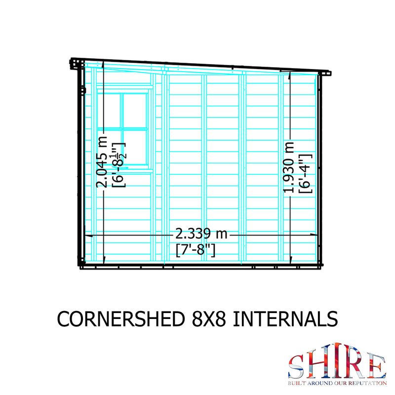 Shire Corner Shed (8x8) CNRS0808DSL-1AA 5060437981872 - Outside Store