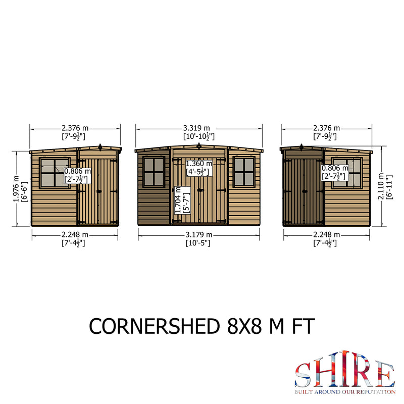 Shire Corner Shed (8x8) CNRS0808DSL-1AA 5060437981872 - Outside Store