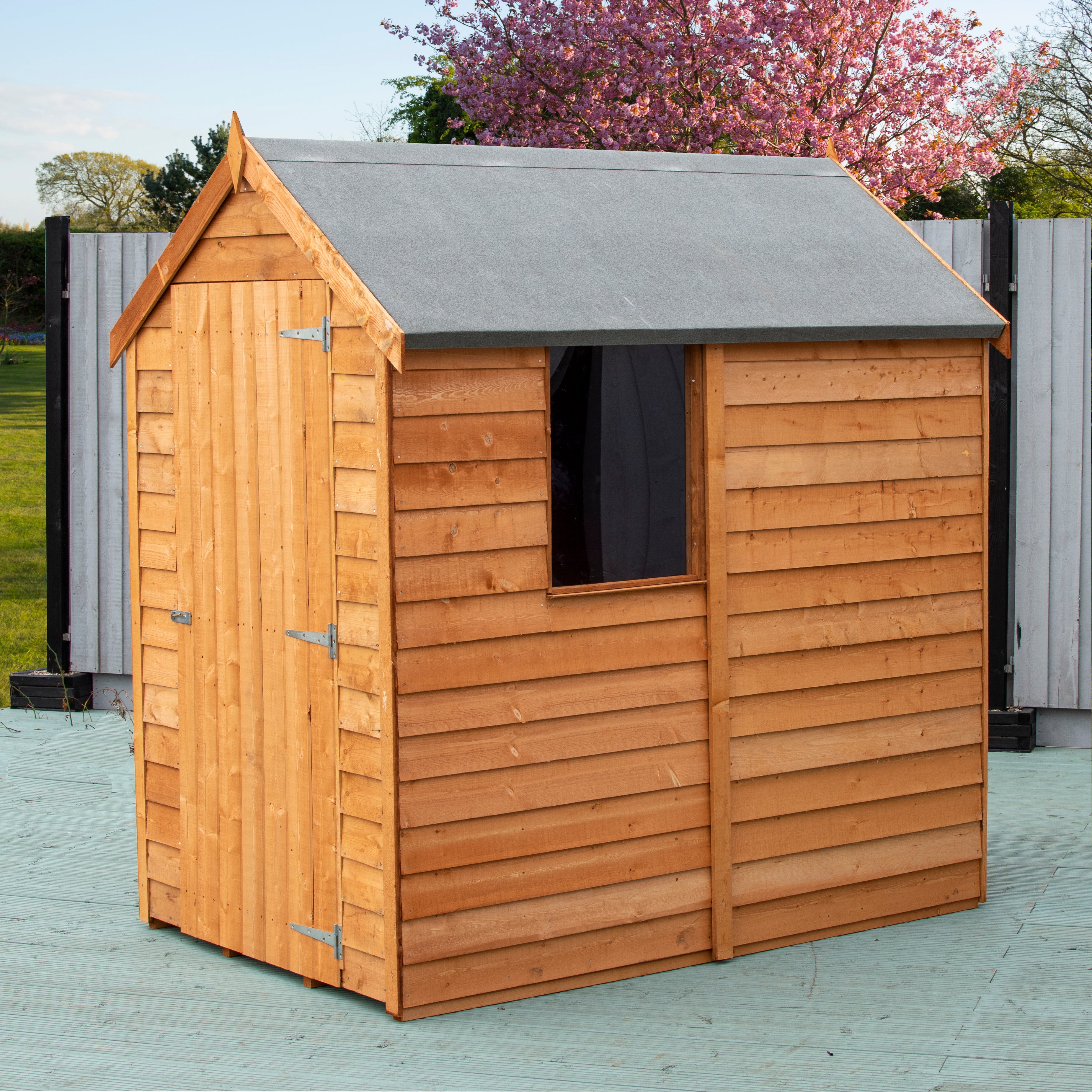 Shire Dip Treated Overlap Value Shed Single Door with Window (6x4) OSVW0604DOL-1AA 5060490124406 - Outside Store