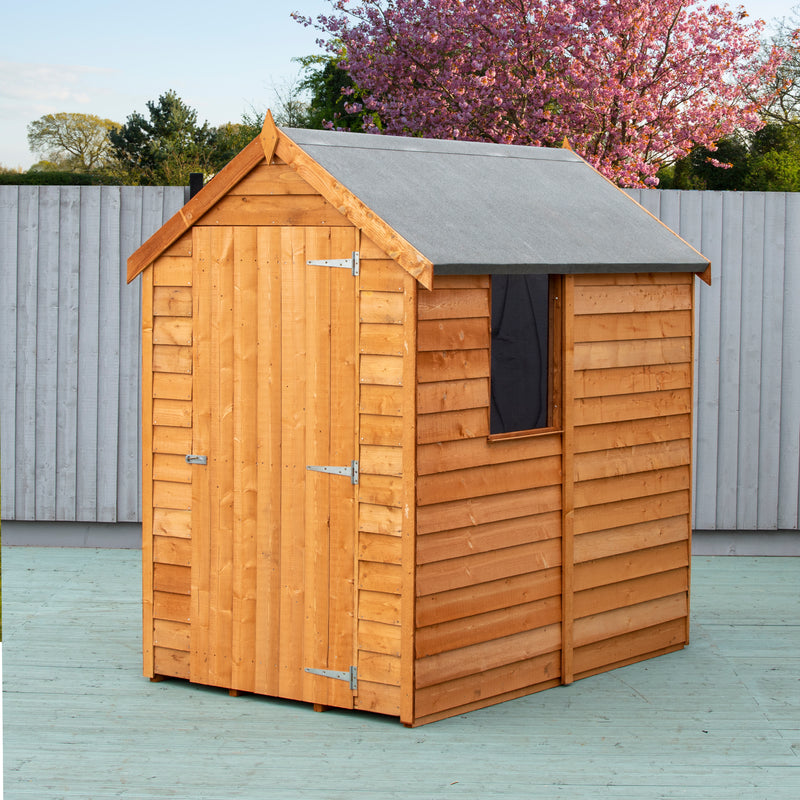 Shire Dip Treated Overlap Value Shed Single Door with Window (6x4) OSVW0604DOL-1AA 5060490124406 - Outside Store