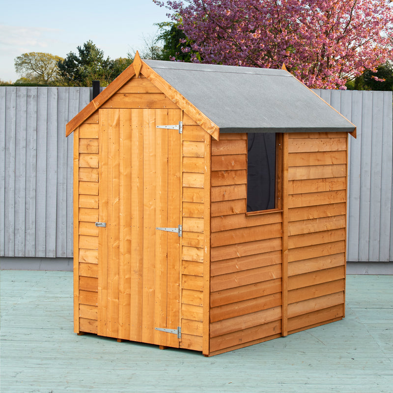 Shire Dip Treated Overlap Value Shed Single Door with Window (6x4) OSVW0604DOL-1AA 5060490124406 - Outside Store