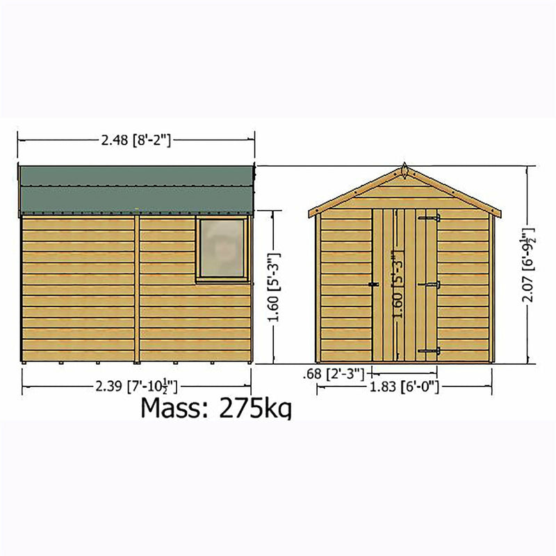 Shire Durham Shed Single Door (8x6) DURH0806DSL-1AA 5060437981759 - Outside Store