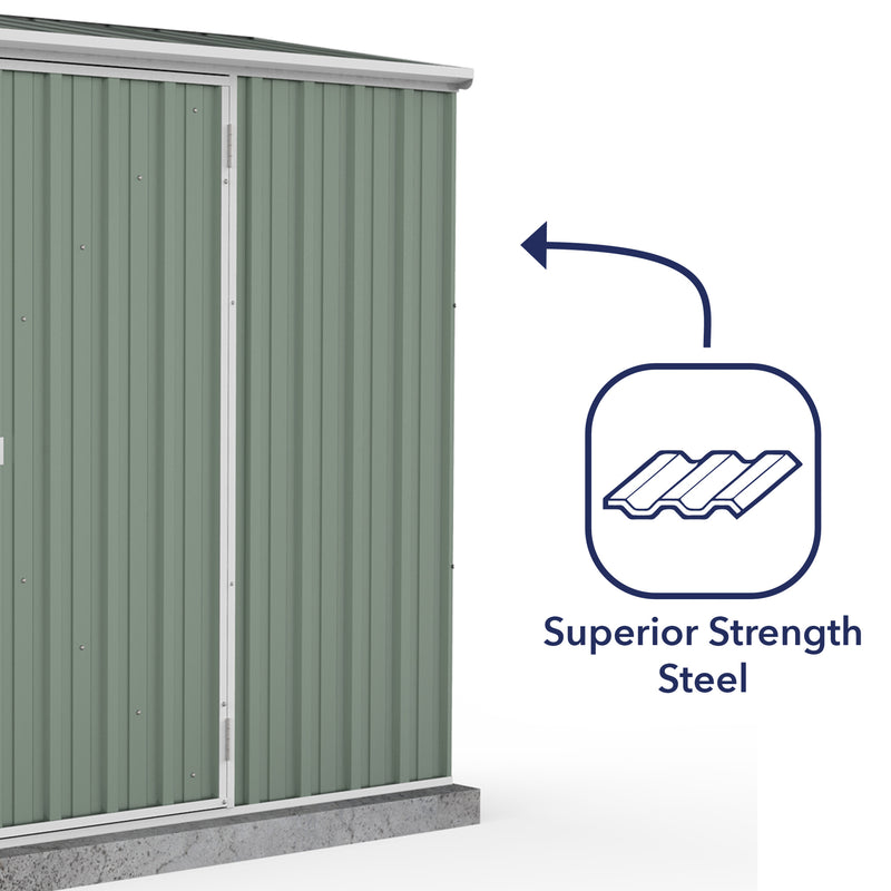 Mercia Absco Space Saver Titanium Pent Metal Shed in Pale Eucalyptus (7'5x3) (ESDXL20MET008 - EAN 5029442078830)