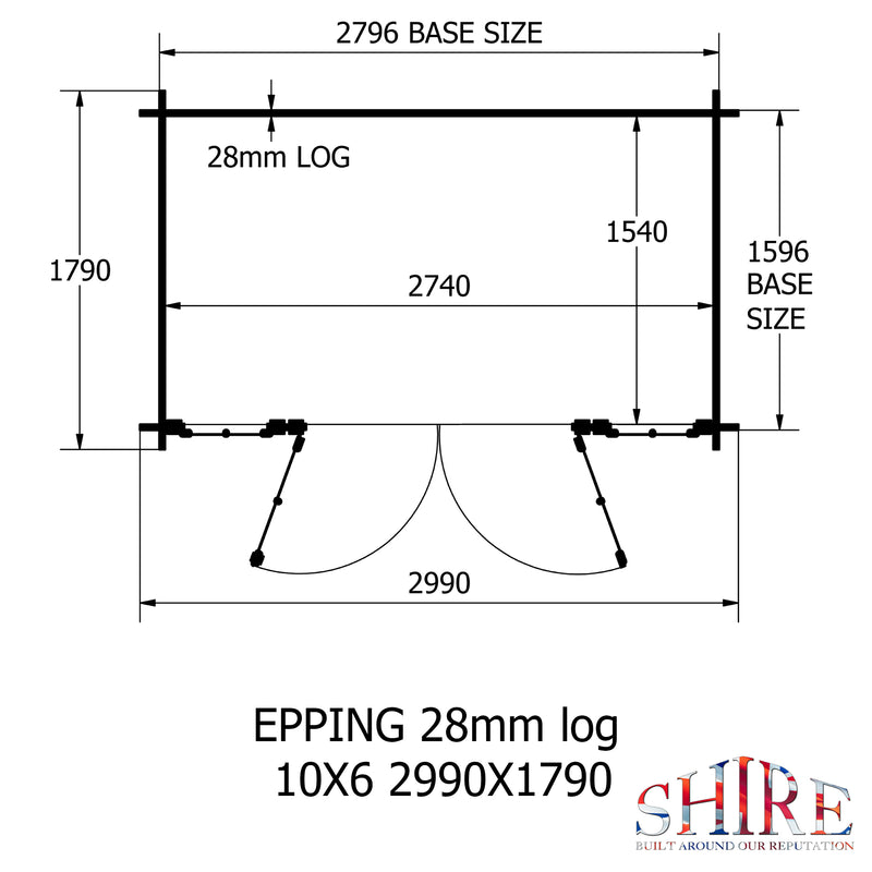 Shire Epping 28mm Log Cabin (10x6) EPPI1006L28-1AA - Outside Store