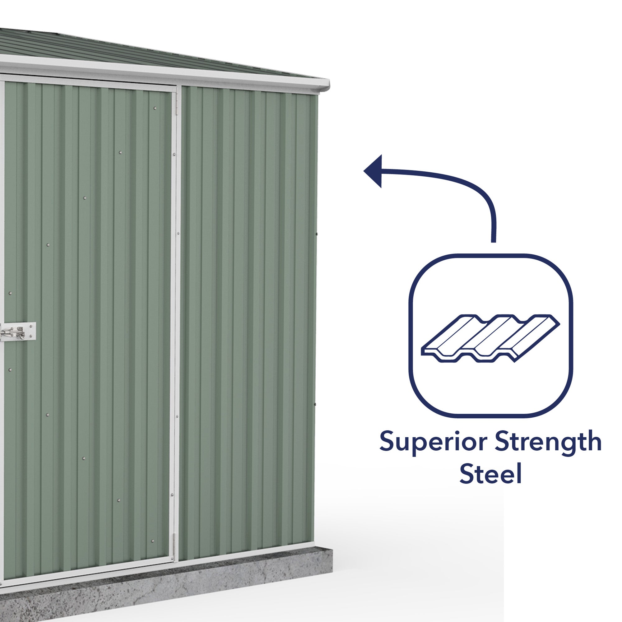 Mercia Absco Space Saver Titanium Pent Metal Shed in Pale Eucalyptus (7'5x5) (ESDXL20MET004 - EAN 5029442074641)