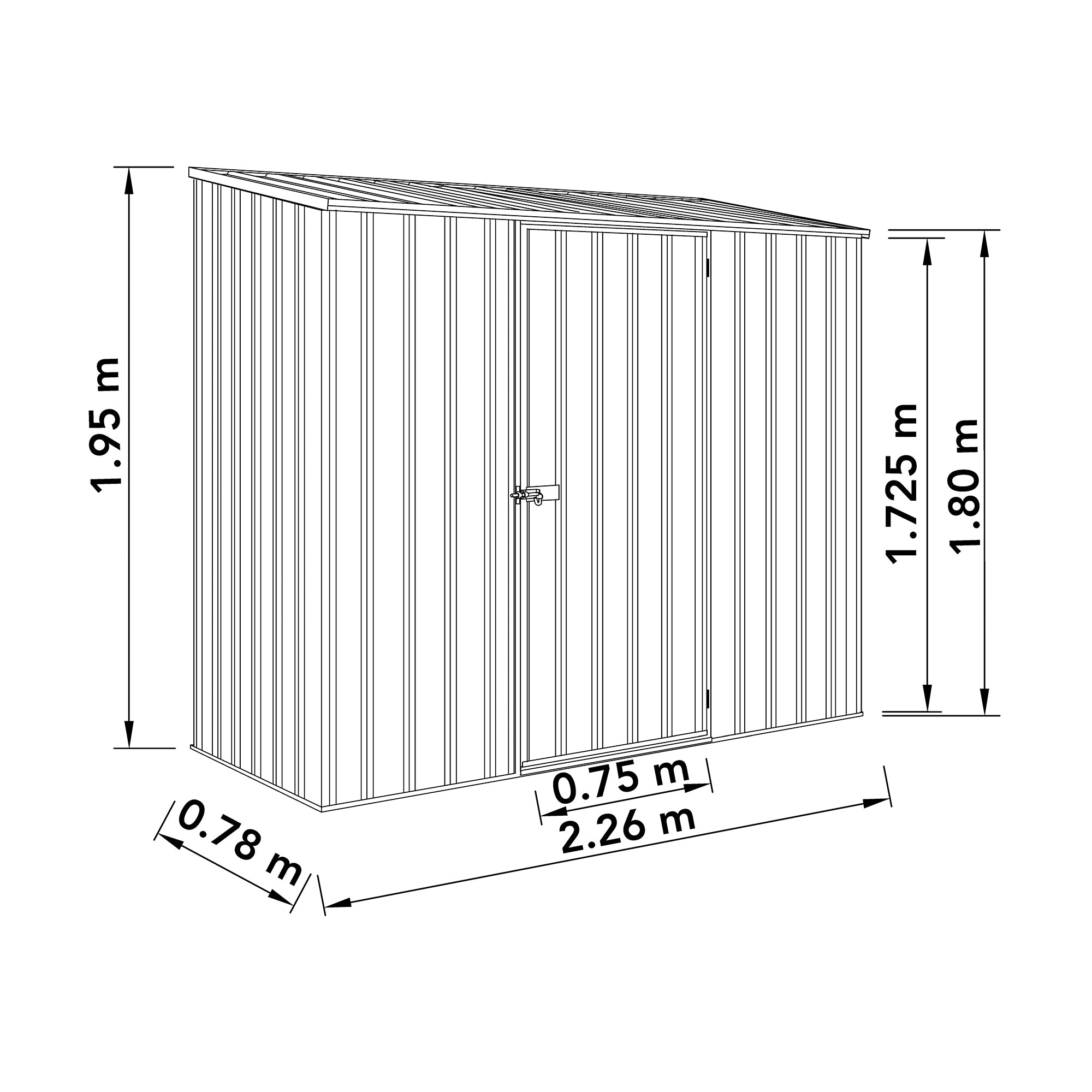 Mercia Absco Space Saver Titanium Pent Metal Shed in Pale Eucalyptus (7'5x3) (ESDXL20MET008 - EAN 5029442078830)