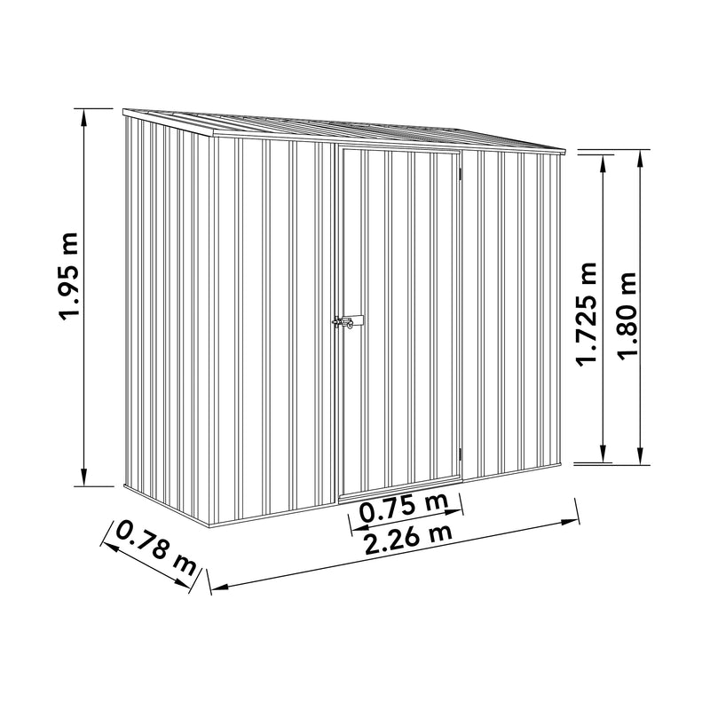 Mercia Absco Space Saver Titanium Pent Metal Shed in Pale Eucalyptus (7'5x3) (ESDXL20MET008 - EAN 5029442078830)