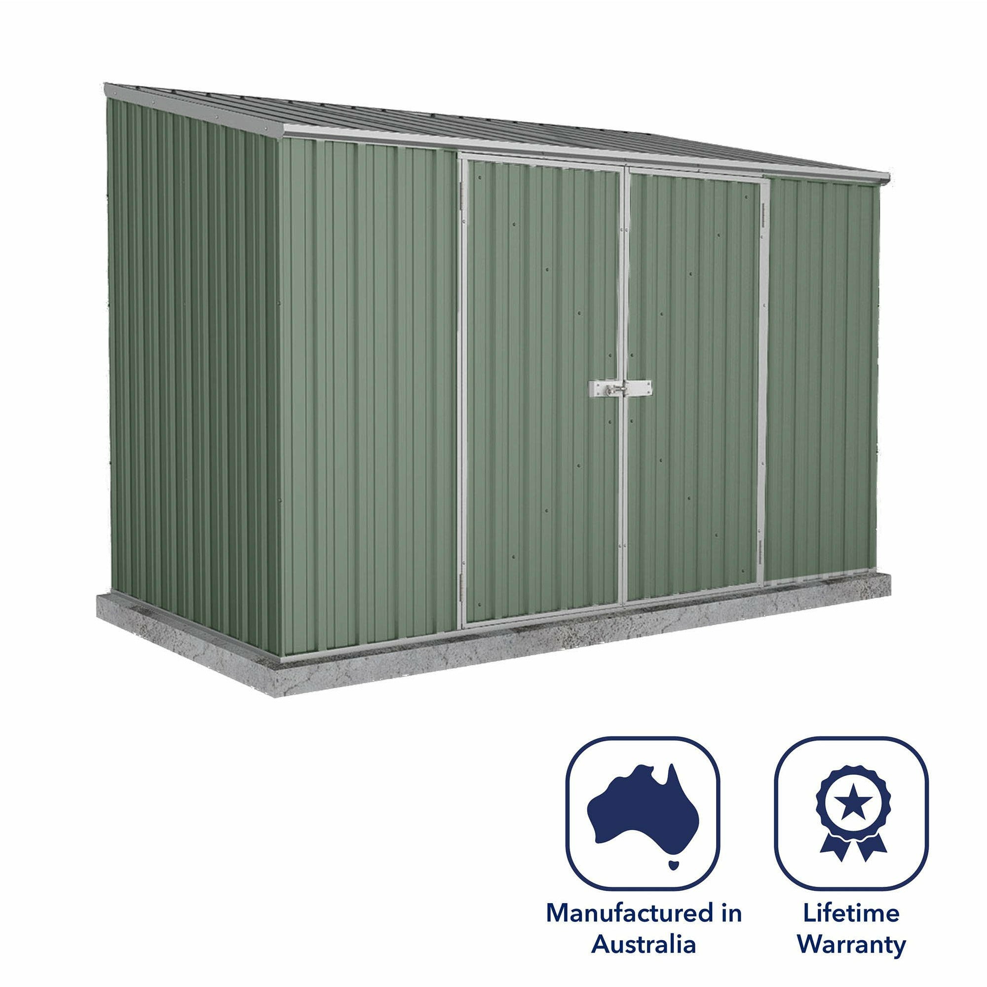 Mercia Absco Space Saver Titanium Pent Metal Shed in Pale Eucalyptus (10x5) (ESDXL20MET010 - EAN 5029442078847)