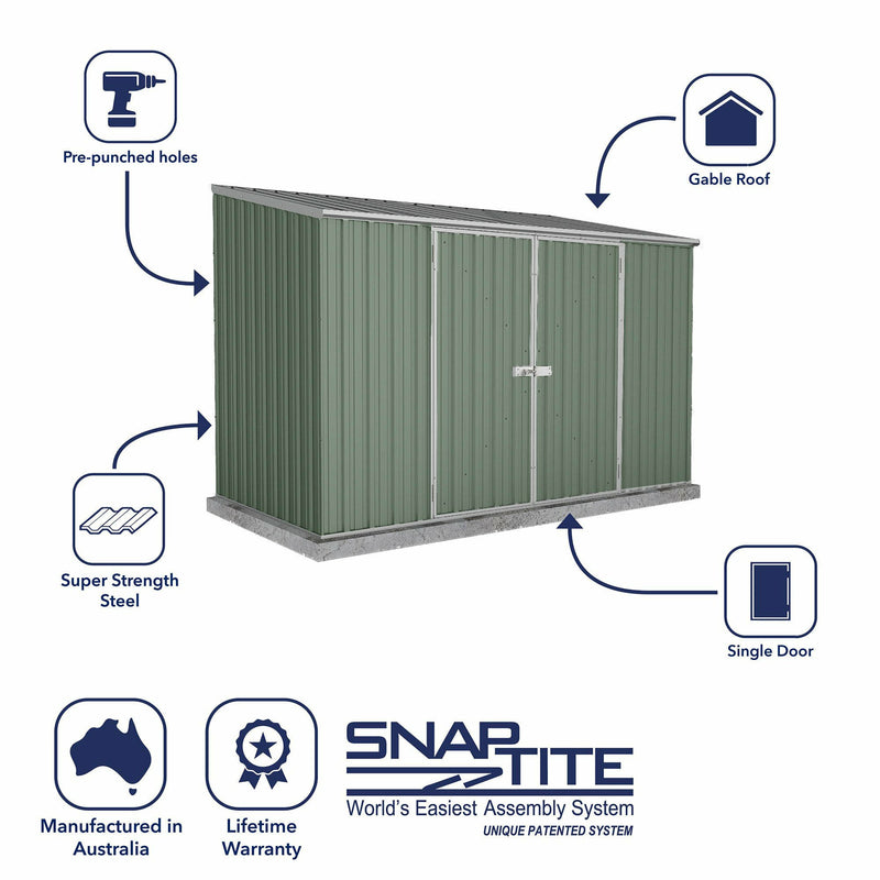 Mercia Absco Space Saver Titanium Pent Metal Shed in Pale Eucalyptus (10x5) (ESDXL20MET010 - EAN 5029442078847)