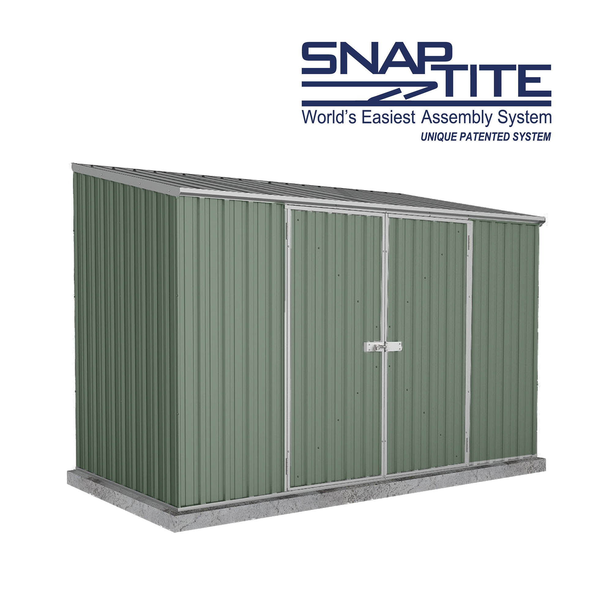 Mercia Absco Space Saver Titanium Pent Metal Shed in Pale Eucalyptus (10x5) (ESDXL20MET010 - EAN 5029442078847)