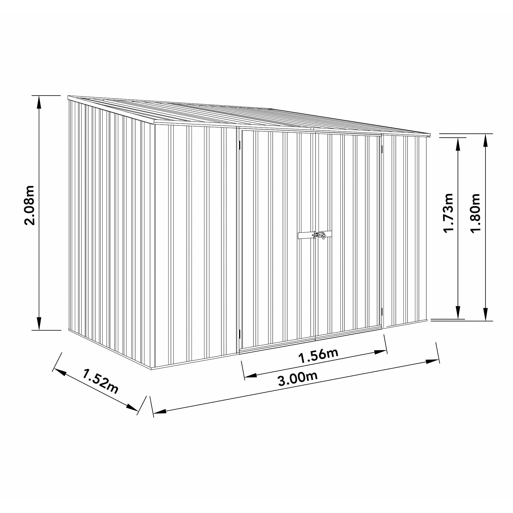 Mercia Absco Space Saver Titanium Pent Metal Shed in Pale Eucalyptus (10x5) (ESDXL20MET010 - EAN 5029442078847)