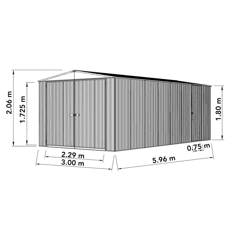 Mercia Absco Titanium Apex Garage/ Utility Workshop in Zinc (10x20) (ESDXL20MET034 - EAN 5029442085616)