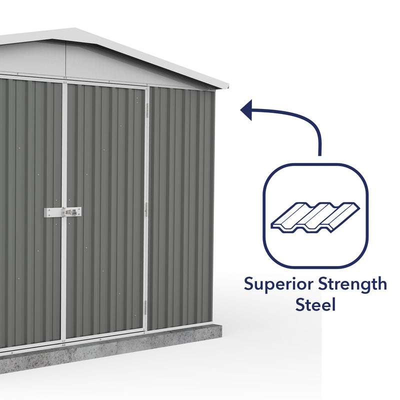 Mercia Absco Regent Apex Metal Shed in Woodland Grey (10x12) (ESDXL20MET098 - EAN 5029442090580)