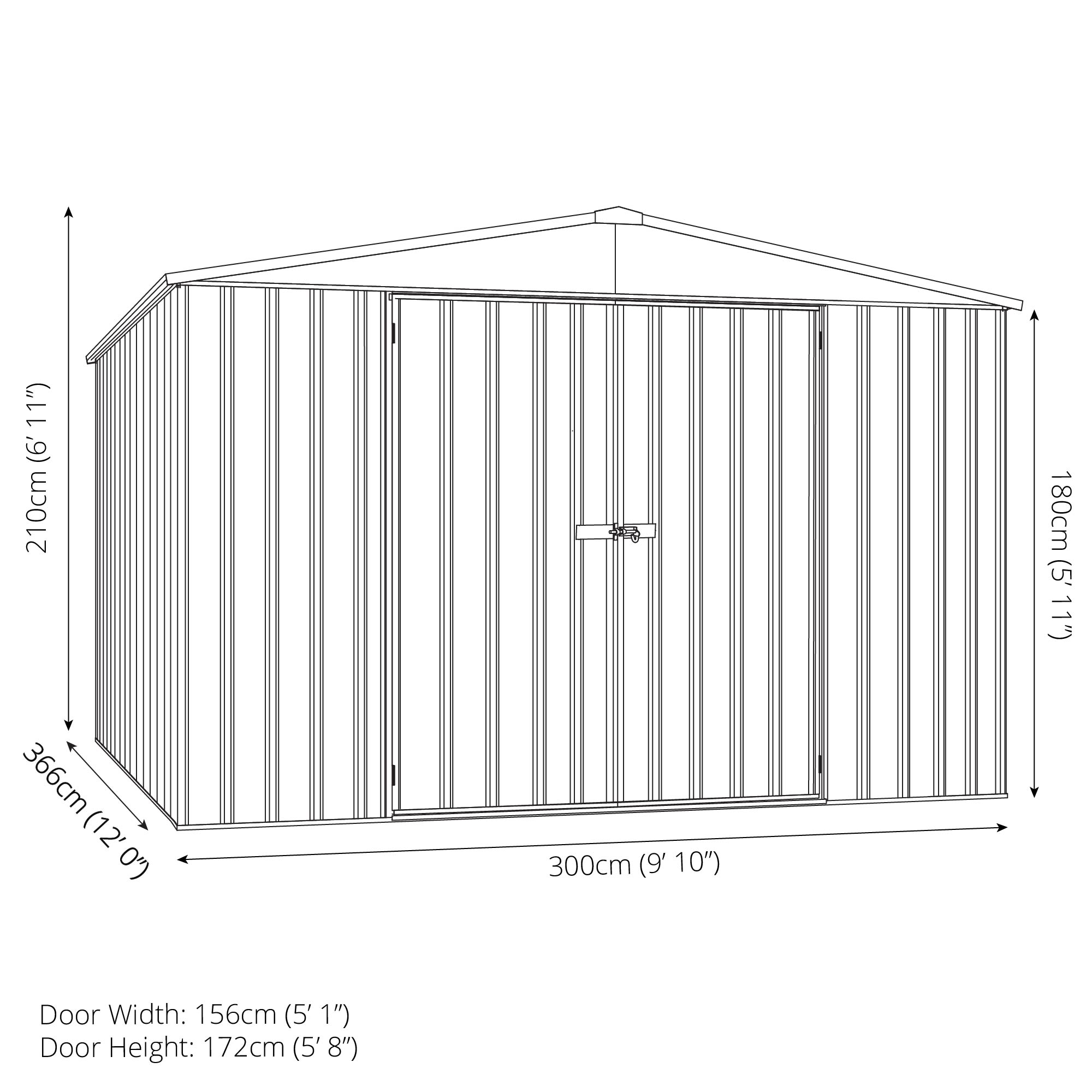 Mercia Absco Regent Apex Metal Shed in Woodland Grey (10x12) (ESDXL20MET098 - EAN 5029442090580)