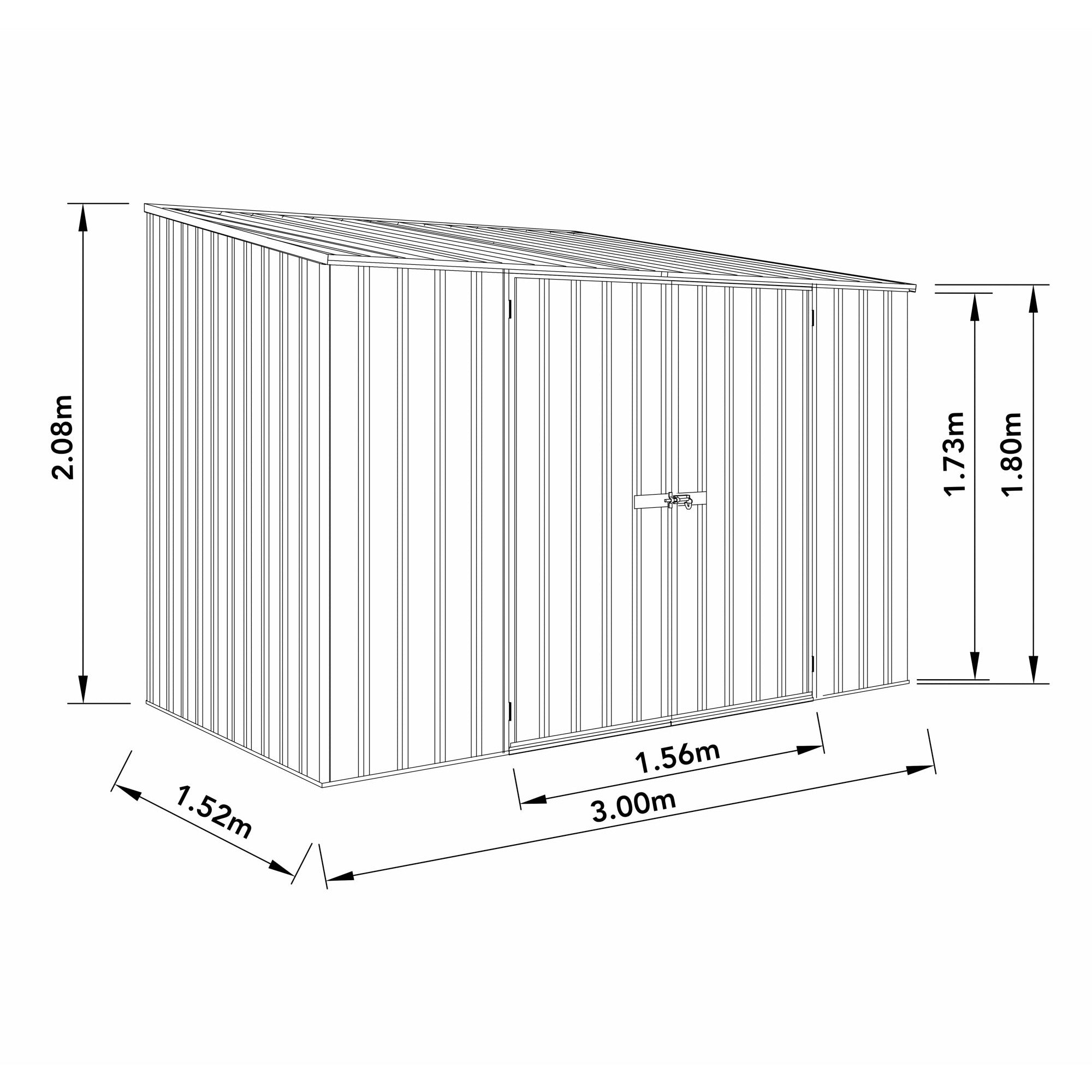 Mercia Absco Space Saver Titanium Pent Metal Shed in Woodland Grey (10x5) (ESDXL20MET099 - EAN  5029442090597)