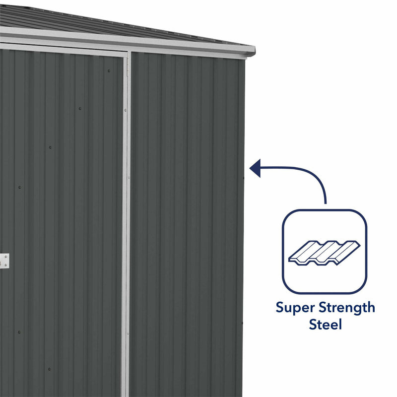 Mercia Absco Space Saver Titanium Pent Metal Shed in Dark Grey (7'5x5) (ESDXL20MET108 - EAN 5029442005348)