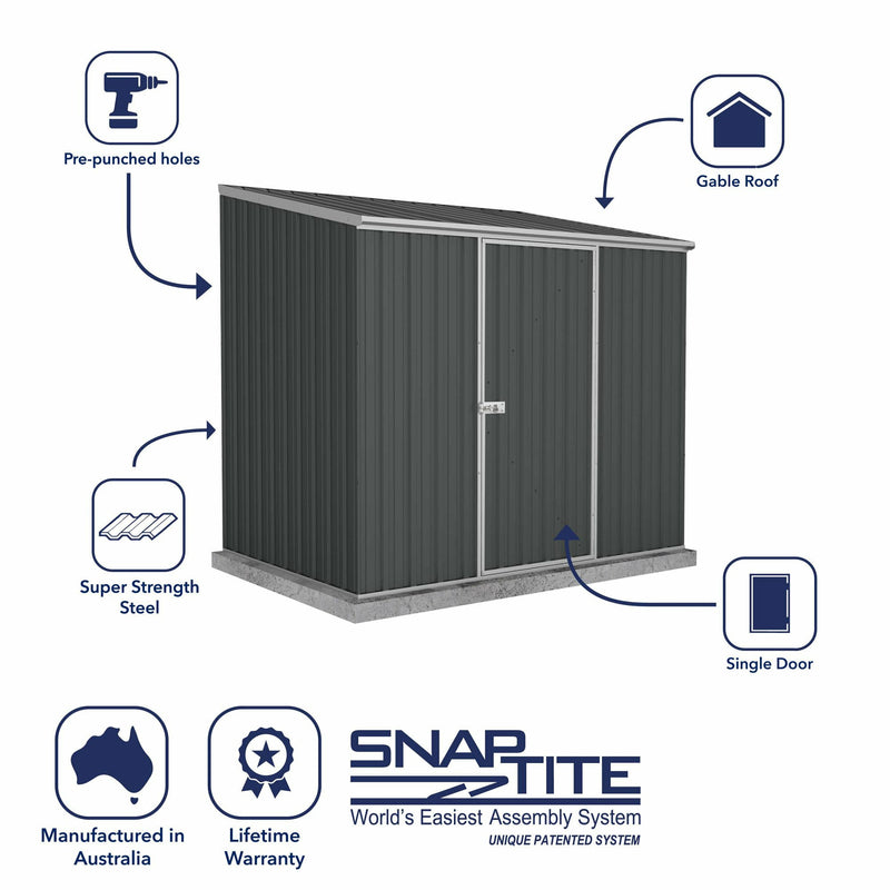 Mercia Absco Space Saver Titanium Pent Metal Shed in Dark Grey (7'5x5) (ESDXL20MET108 - EAN 5029442005348)