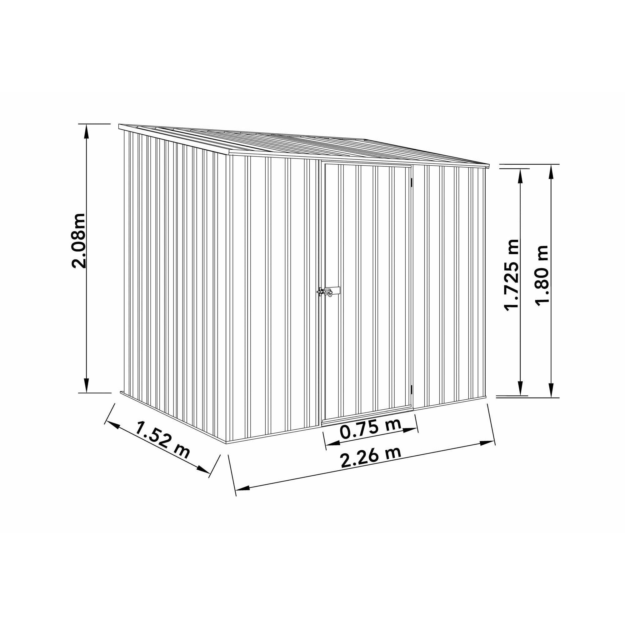 Mercia Absco Space Saver Titanium Pent Metal Shed in Dark Grey (7'5x5) (ESDXL20MET108 - EAN 5029442005348)