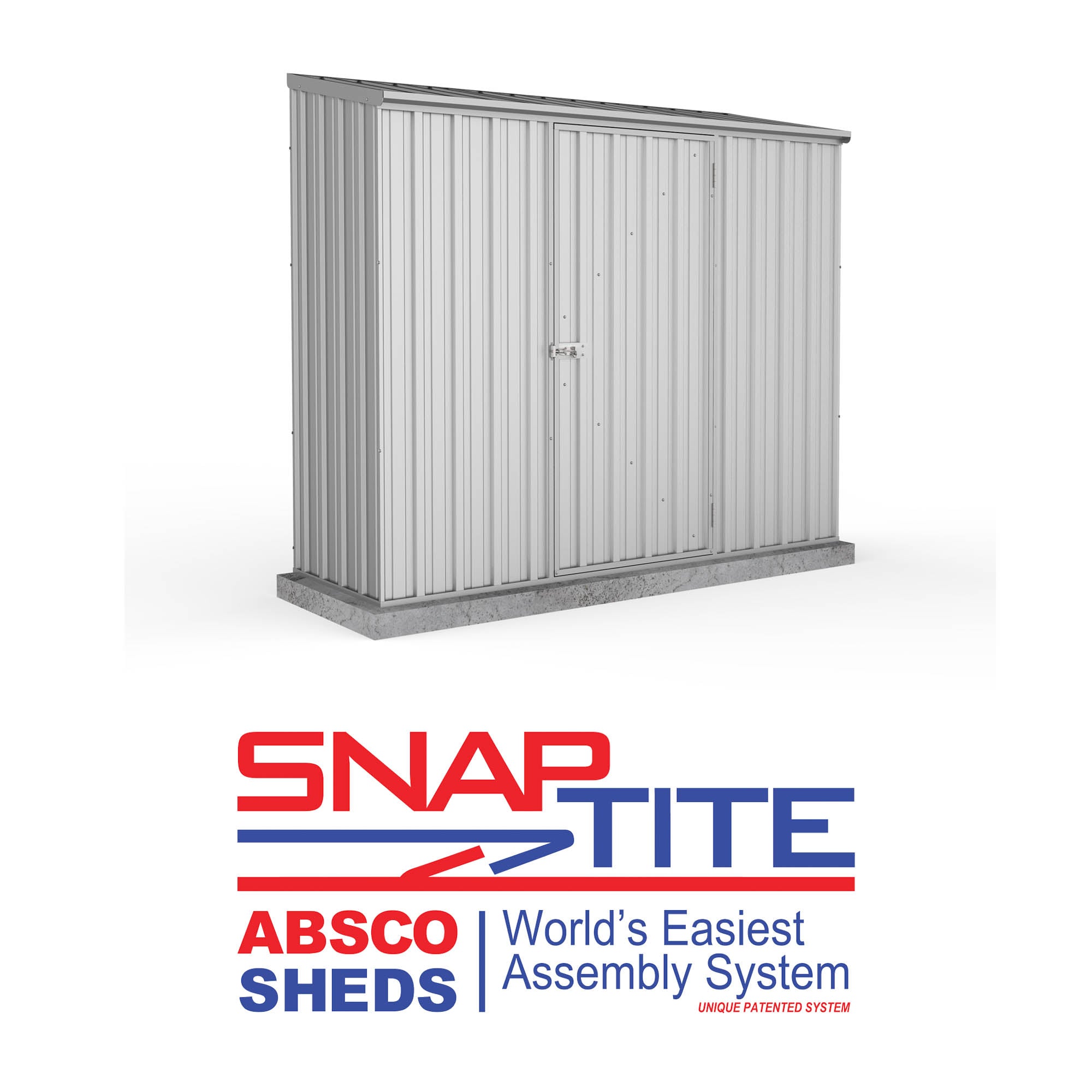 Mercia Absco Space Saver Titanium Pent Metal Shed in Zinc (7'5x3) (ESDXL20MET109 - EAN 5029442005355)