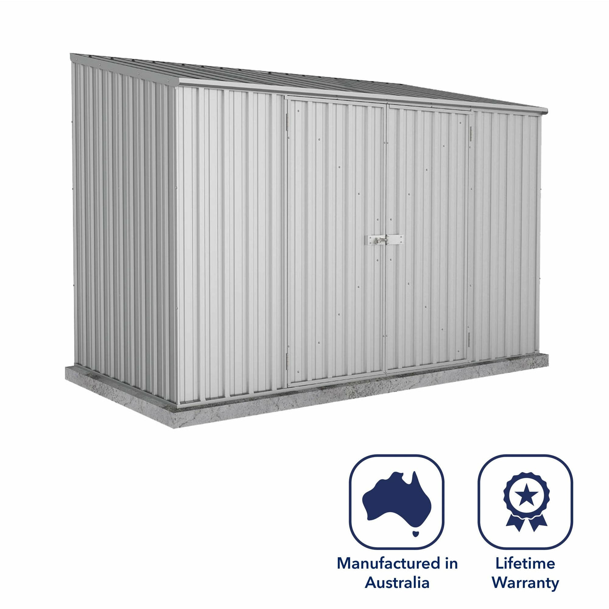 Mercia Absco Space Saver Titanium Pent Metal Shed in Zinc (10x5) (ESDXL20MET111 - EAN 5029442005379)