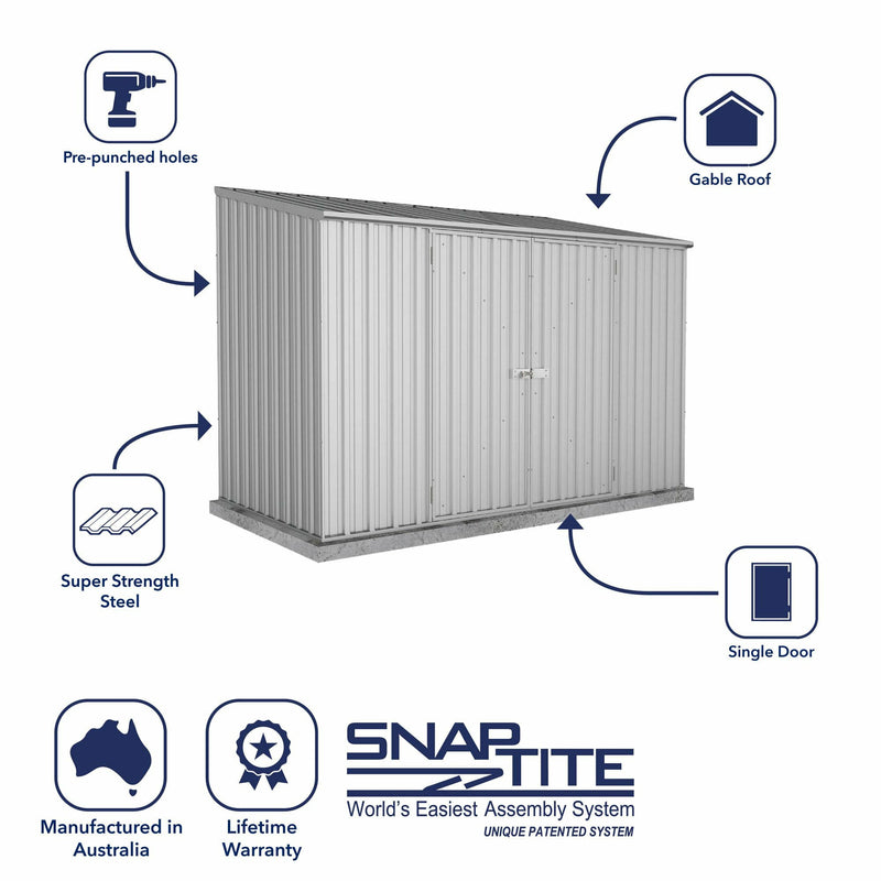 Mercia Absco Space Saver Titanium Pent Metal Shed in Zinc (10x5) (ESDXL20MET111 - EAN 5029442005379)