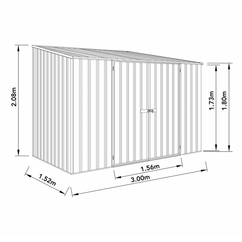 Mercia Absco Space Saver Titanium Pent Metal Shed in Zinc (10x5) (ESDXL20MET111 - EAN 5029442005379)