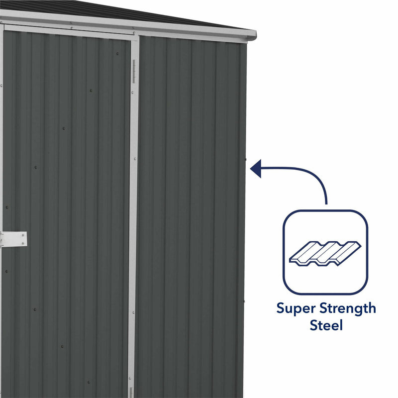 Mercia Absco Space Saver Titanium Pent Metal Shed in Dark Grey (10x5) (ESDXL20MET112 - EAN 5029442005386)