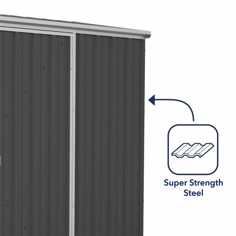 Mercia Absco Space Saver Titanium Reverse Apex Metal Shed in Dark Grey (7'5x5) (ESDXL20MET116 - EAN 5029442005423)