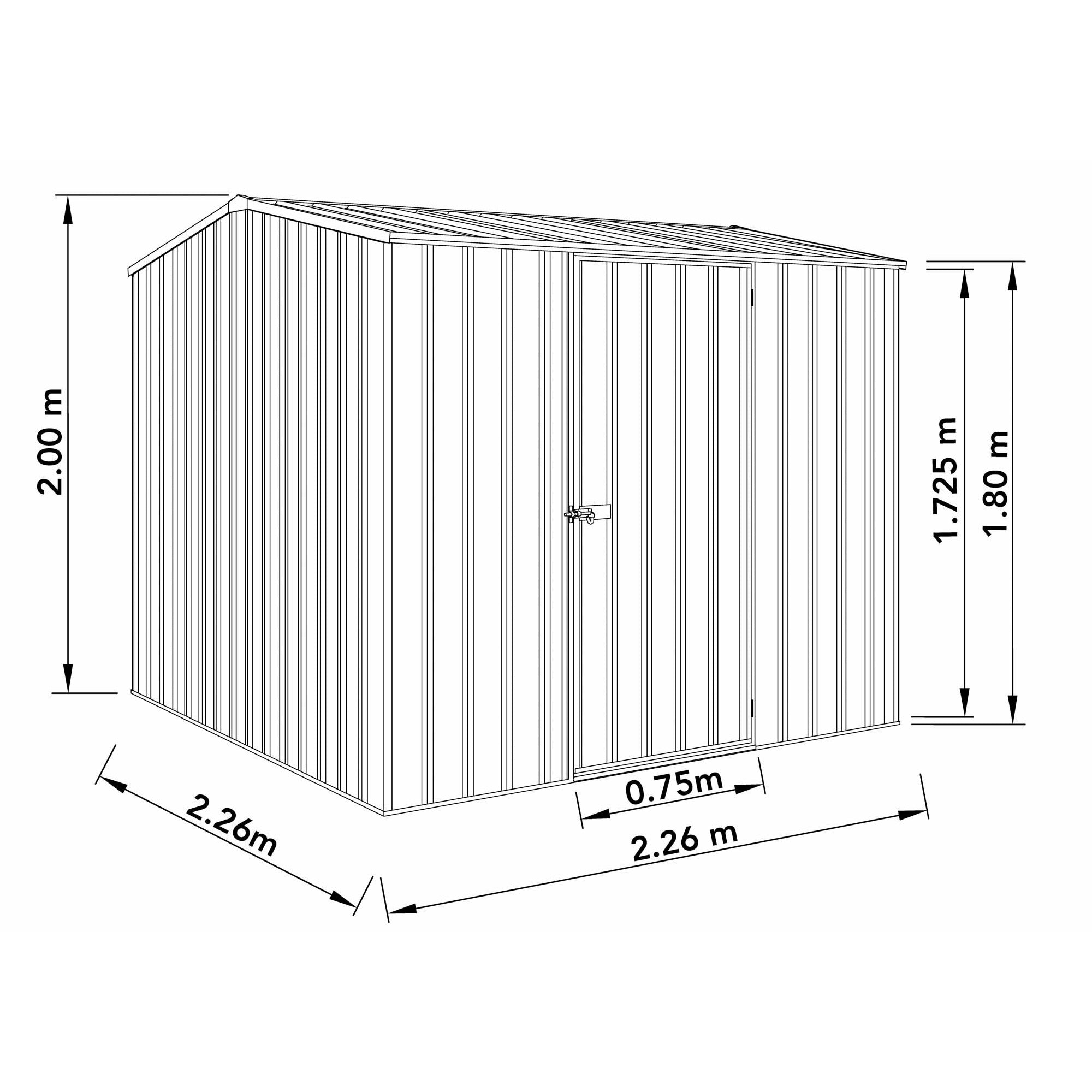 Mercia Absco Space Saver Titanium Reverse Apex Metal Shed in Dark Grey (7'5x7'5) (ESDXL20MET118 - EAN 5029442005447)