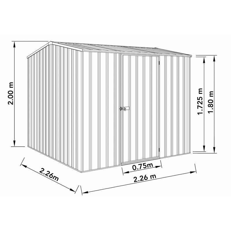 Mercia Absco Space Saver Titanium Reverse Apex Metal Shed in Dark Grey (7'5x7'5) (ESDXL20MET118 - EAN 5029442005447)