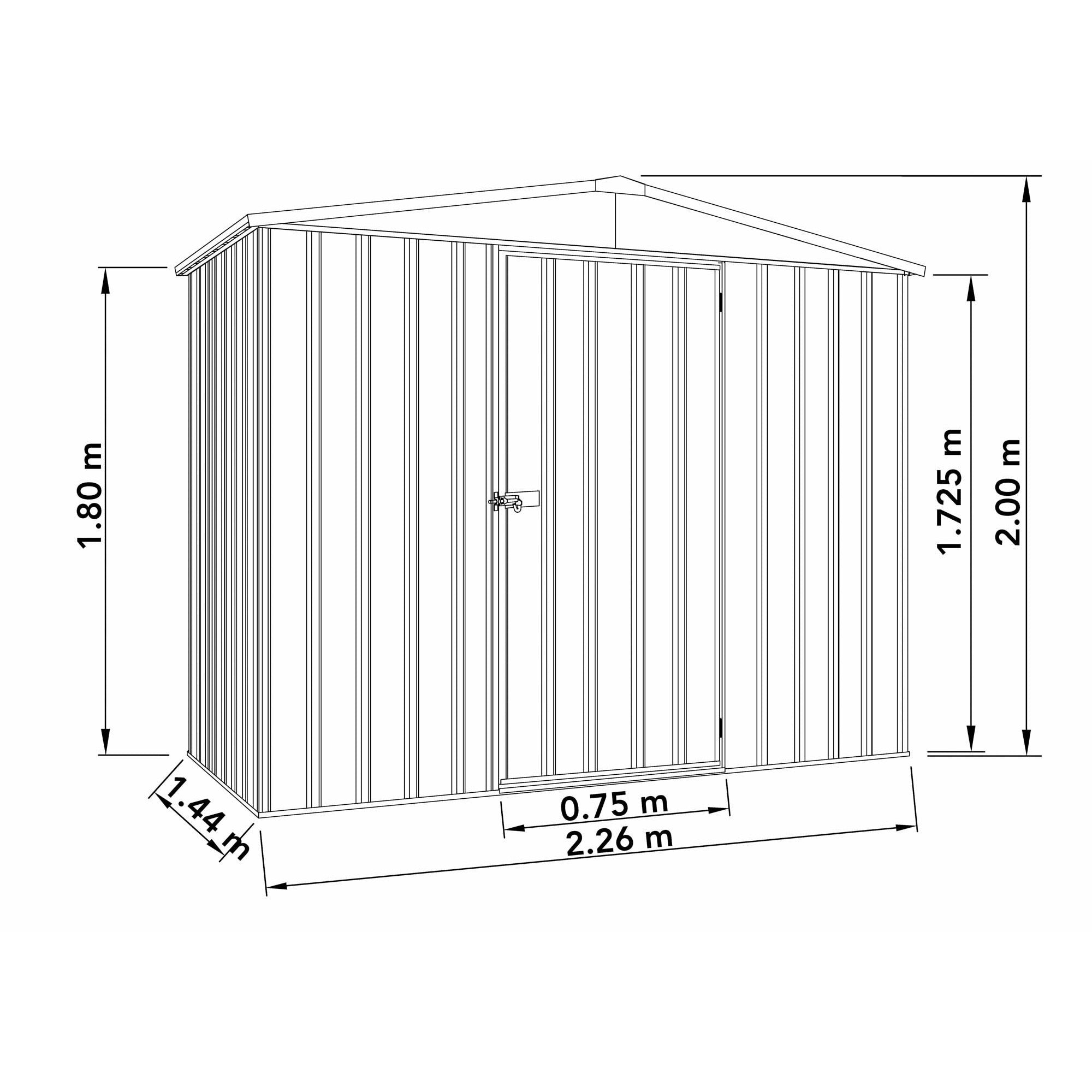 Mercia Absco Regent Apex Metal Shed in Woodland Grey (7'5x5) (ESDXL20MET121 - EAN 5029442005478)