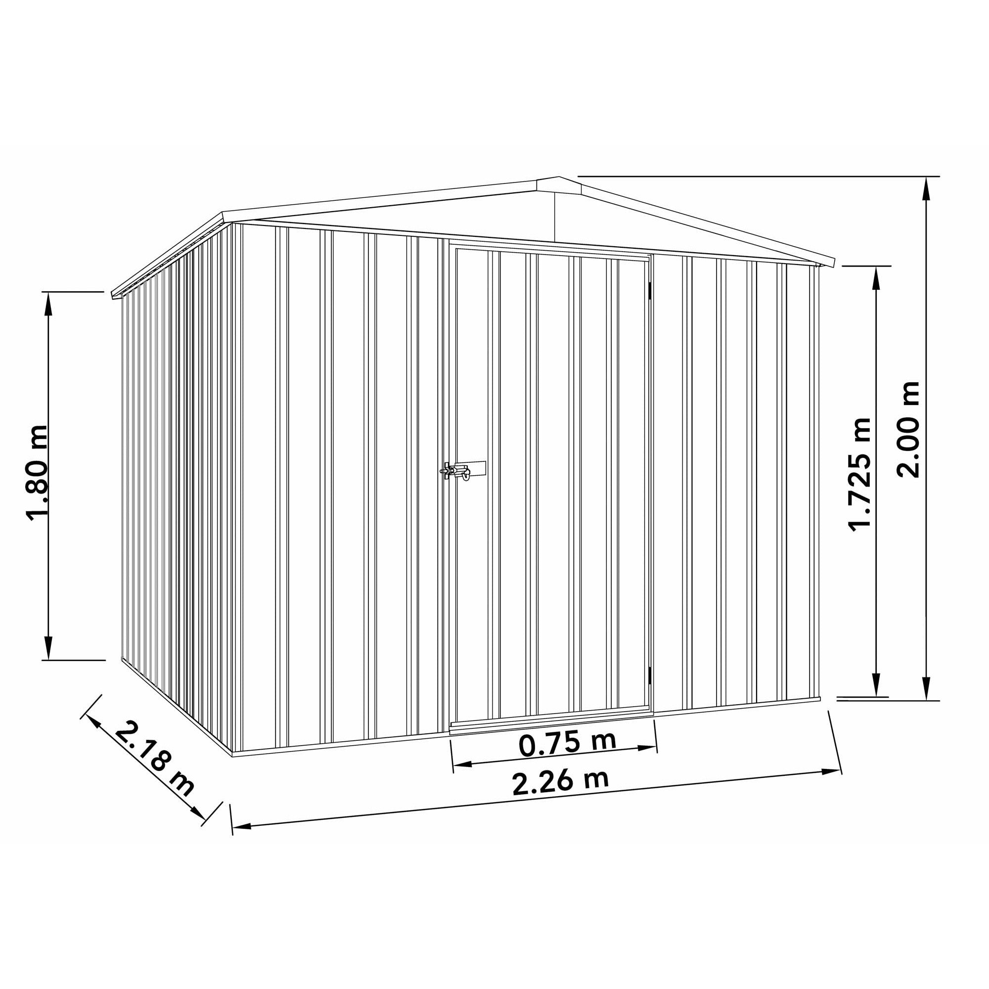 Mercia Absco Regent Apex Metal Shed in Woodland Grey (7'5x7) (ESDXL20MET122 - EAN 5029442005485)