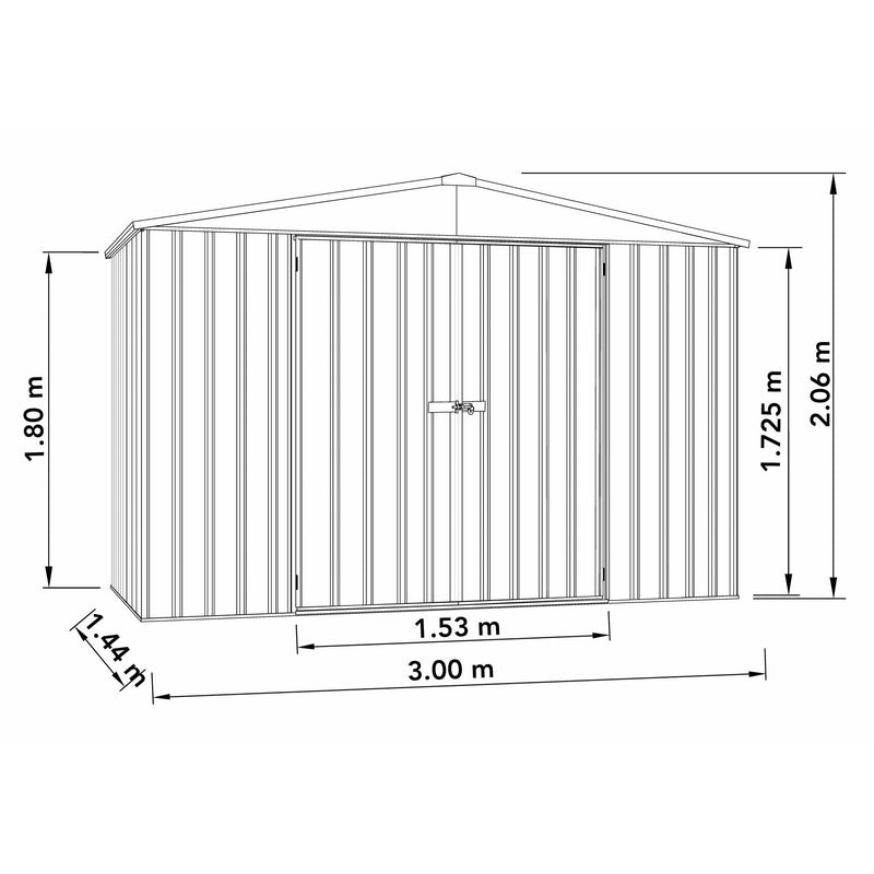 Mercia Absco Regent Apex Metal Shed in Woodland Grey (10x5) (ESDXL20MET123 - EAN 5029442005492)