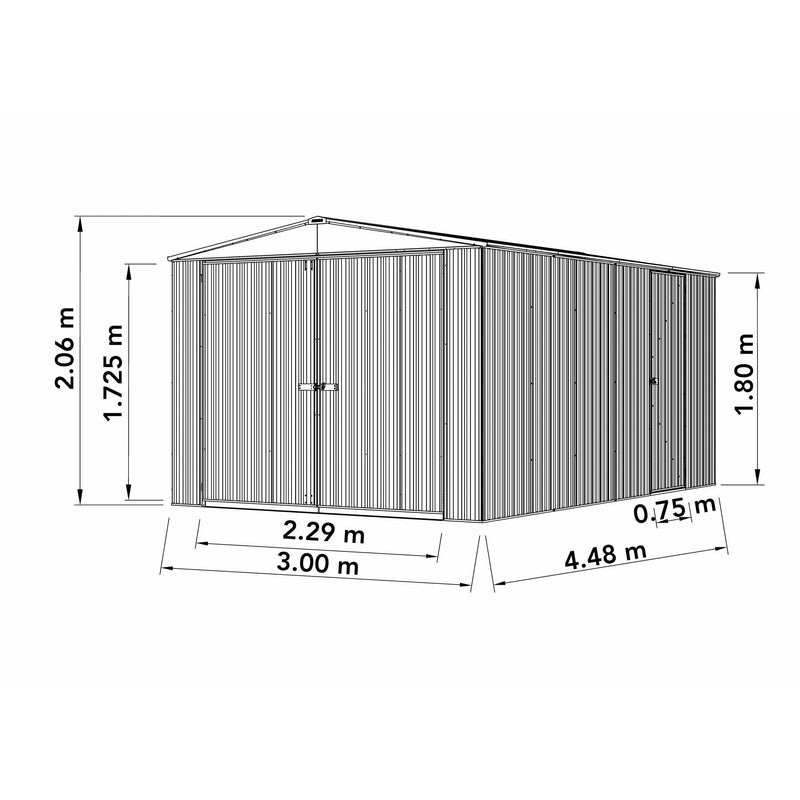 Mercia Absco Titanium Apex Garage/ Utility Workshop in Zinc (10x15) (ESDXL20MET126 - EAN 5029442005522)