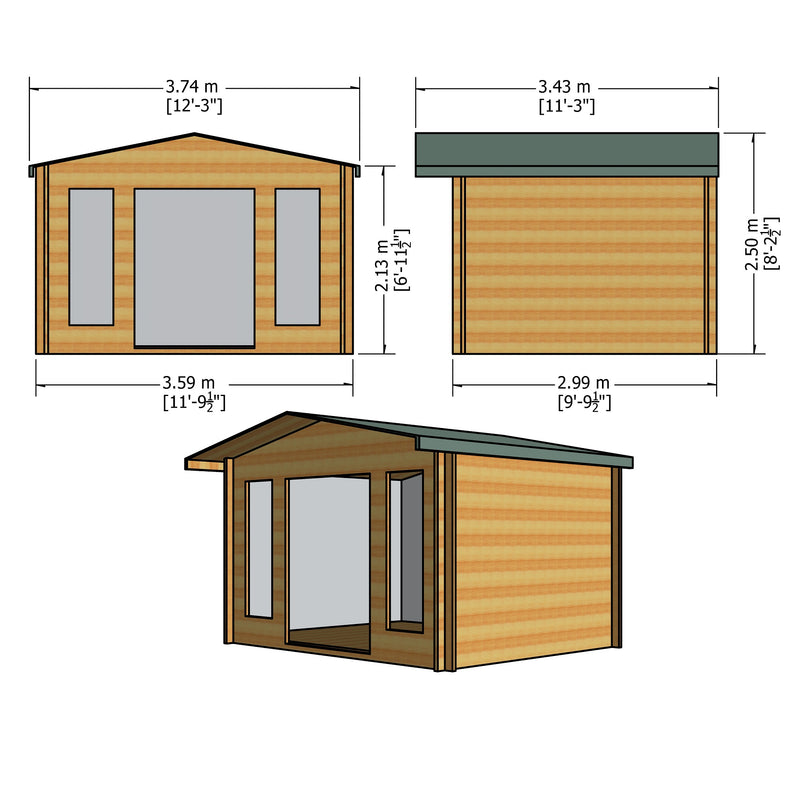 Shire Epping 28mm Log Cabin (12x10) EPPI1210L28-1AA - Outside Store