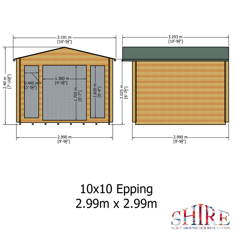 Shire Epping 28mm Log Cabin (10x10) EPPI1010L28-1AA - Outside Store