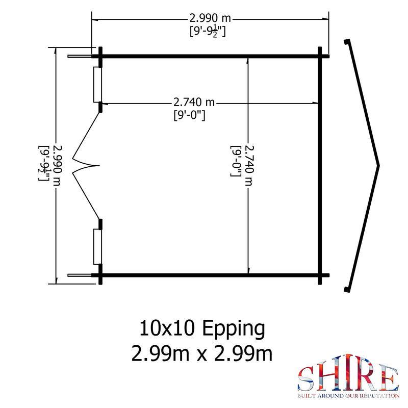 Shire Epping 28mm Log Cabin (10x10) EPPI1010L28-1AA - Outside Store