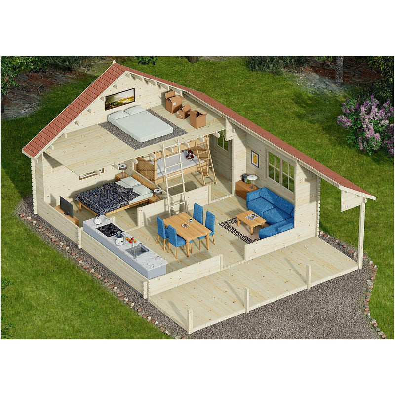 Eurowood (Eurovudas) Aura Wooden summerhouse 6x8m (20x26), 44mm - Outside Store