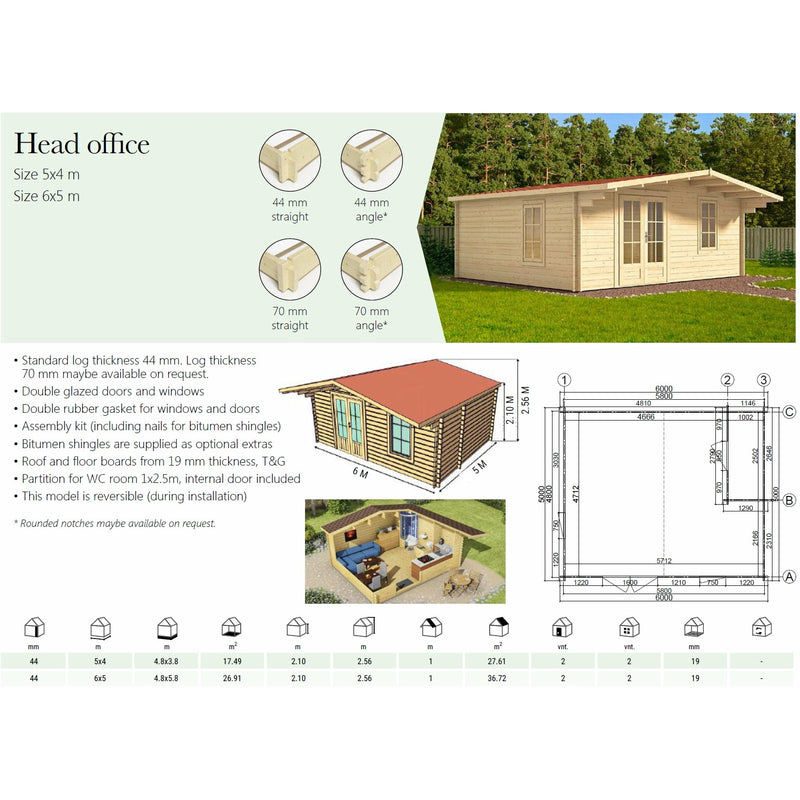 Eurowood (Eurovudas) Head Office EU 5x4m (16x13), 44mm - Outside Store