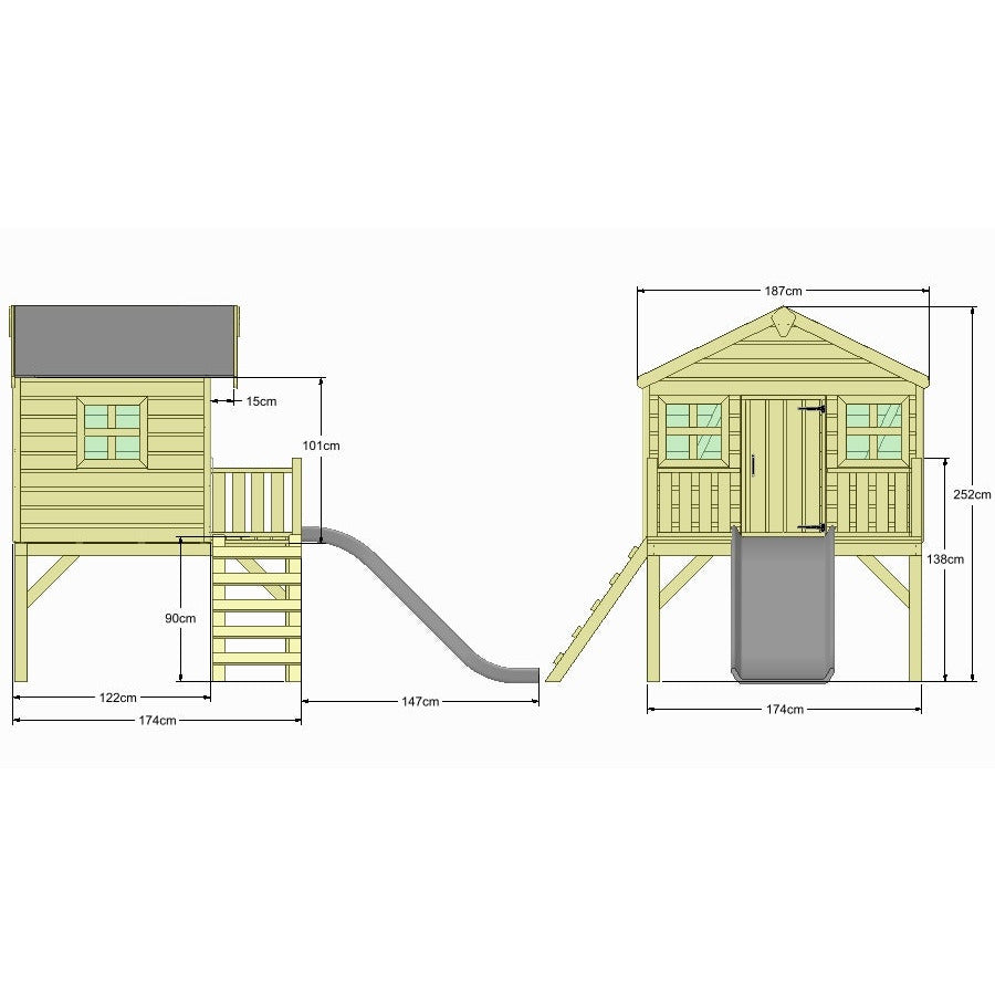 Little Rascals Felix Playhouse With Slide and Veranda (6x4)