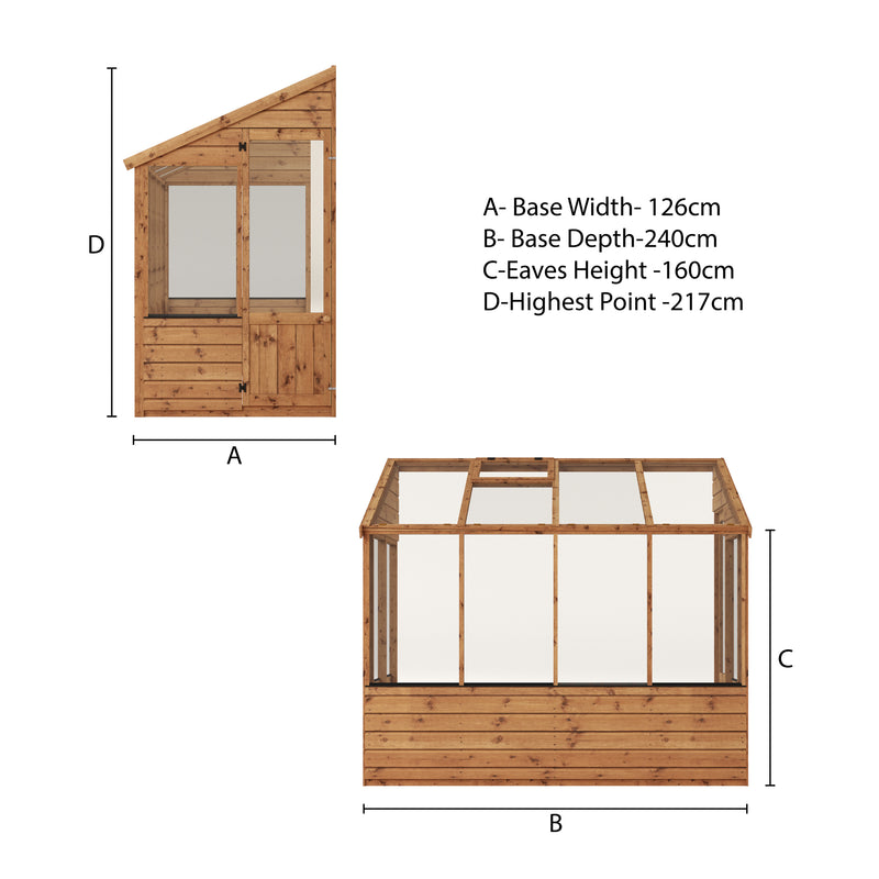 Mercia Traditional Lean-to Wooden Greenhouse (8x4) (SI-004-001-0027 - EAN 5029442091167)