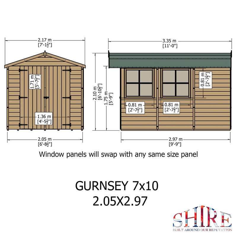Shire Guernsey Shed (7x10) GUER0710DSL-1AA 5060437981841 - Outside Store