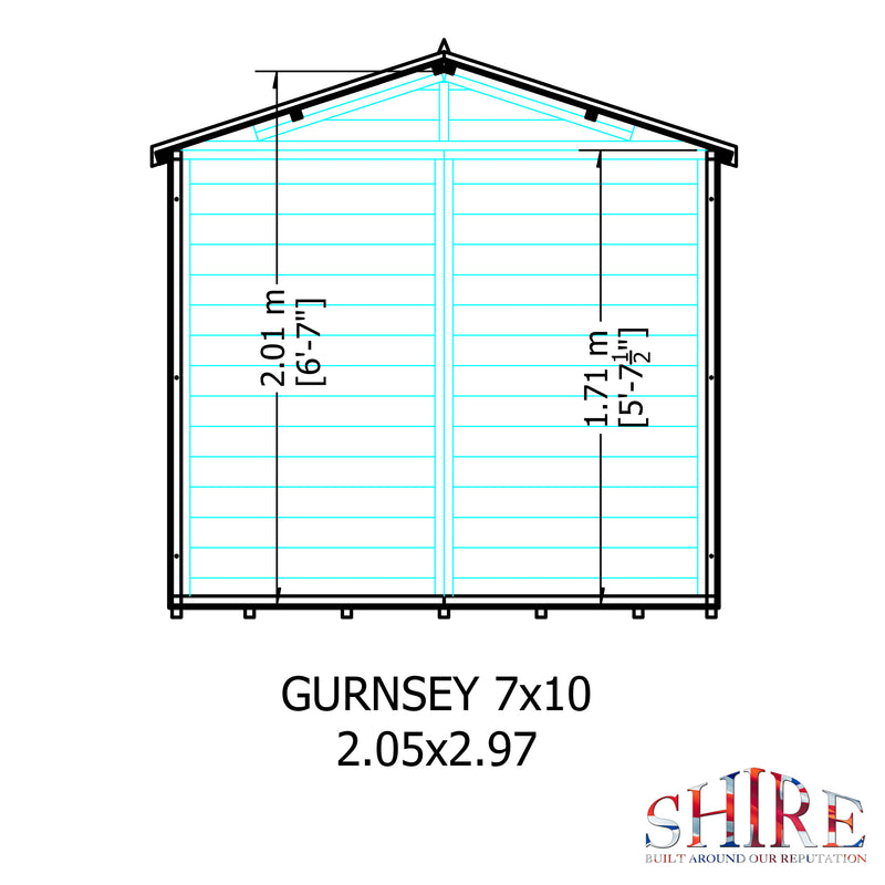 Shire Guernsey Pressure Treated Shiplap Range Shed Double Door (10x7) GUER0710PSL-1AA 5060490130217 - Outside Store