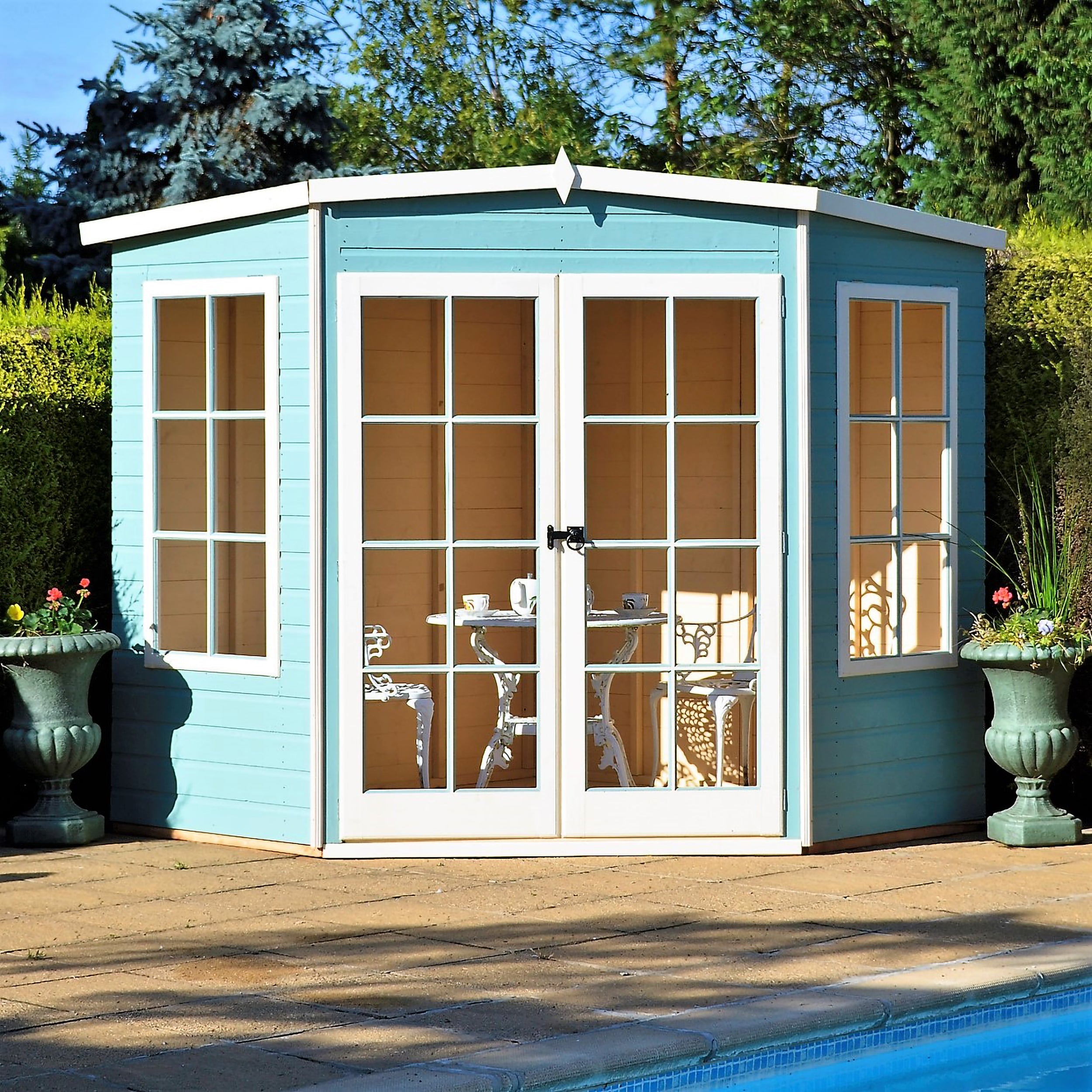 Shire Hampton Corner Summerhouse (7x7) HAMP0707DSL-1AA 5060437982015 - Outside Store