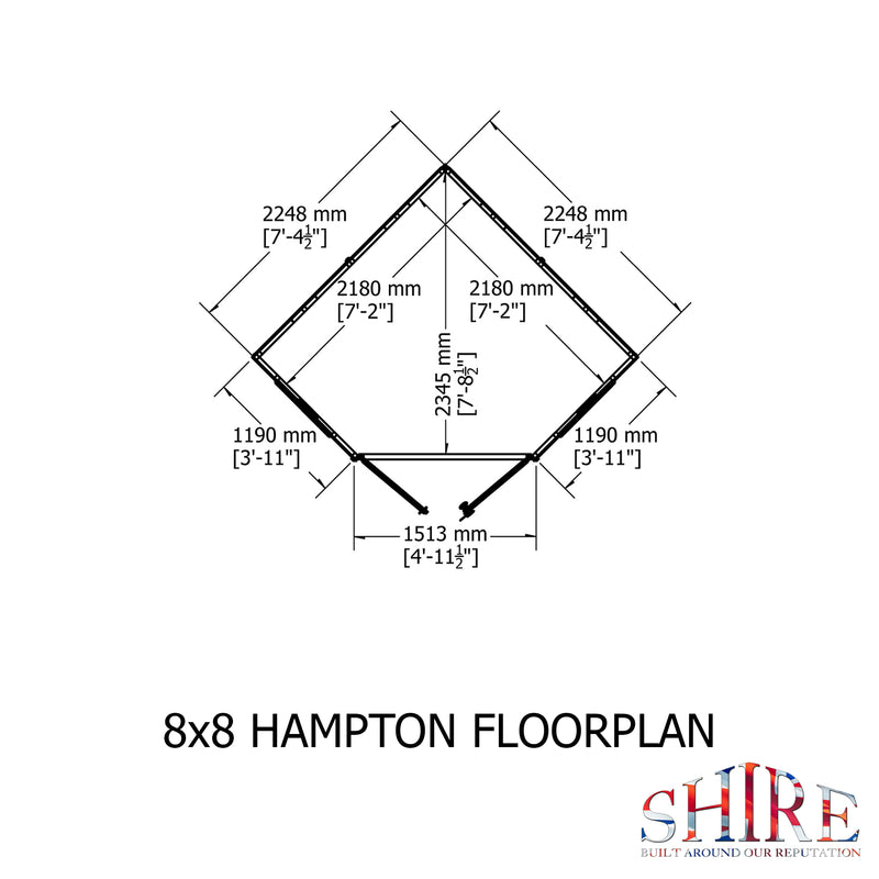 Shire Hampton Summerhouse (8x8) HAMP0808DSL-1AA 5060437982022 - Outside Store