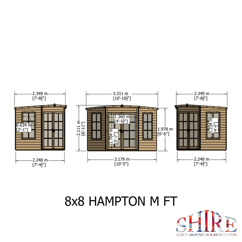 Shire Hampton Summerhouse (8x8) HAMP0808DSL-1AA 5060437982022 - Outside Store