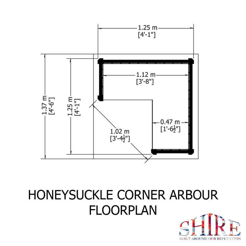 Shire Pressure Treated Honeysuckle Corner Arbour HSAR0404PSL-1AA 5060437984330 - Outside Store