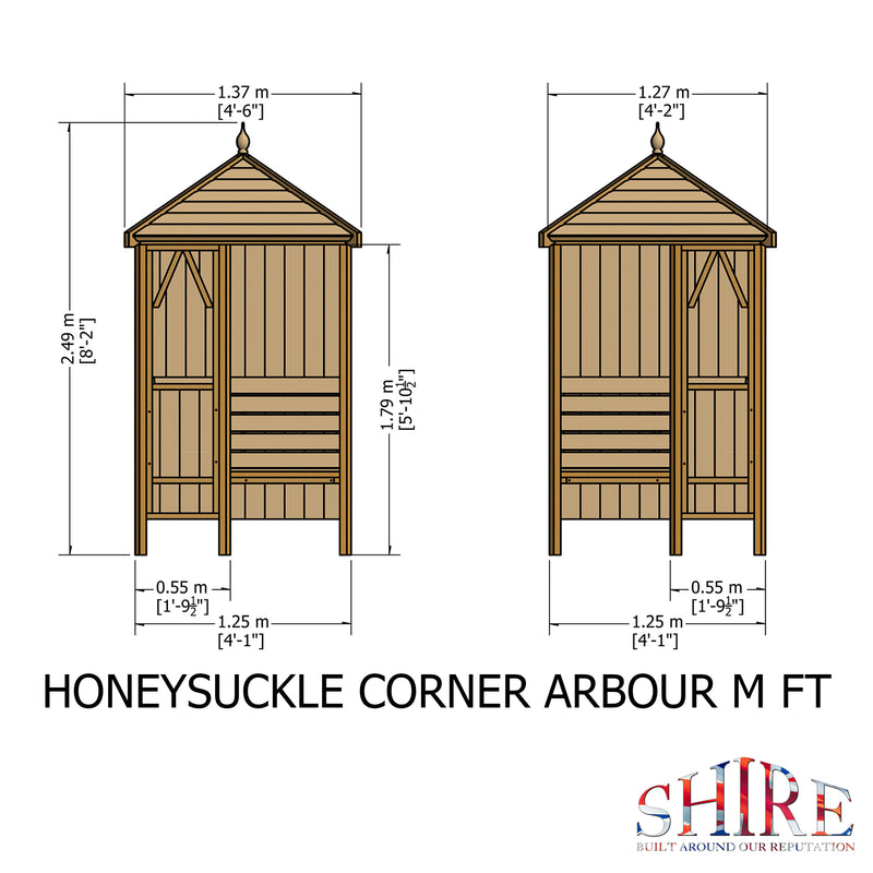 Shire Pressure Treated Honeysuckle Corner Arbour HSAR0404PSL-1AA 5060437984330 - Outside Store